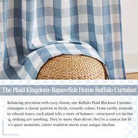 Bapawfish buffalo plaid curtain living room setup with warm ambiance.