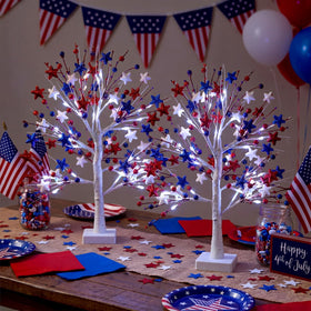 Baquler plastic foam star details enhance birch tree decor