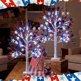 Baquler red white blue star accents illuminate the 4th of July setup
