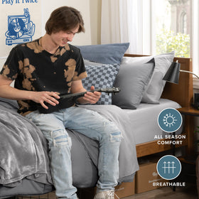 Bare Home flat sheet light-grey complements minimalist Twin XL decor.