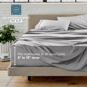 Bare Home pillowcase grey offers smooth underside and easy care.