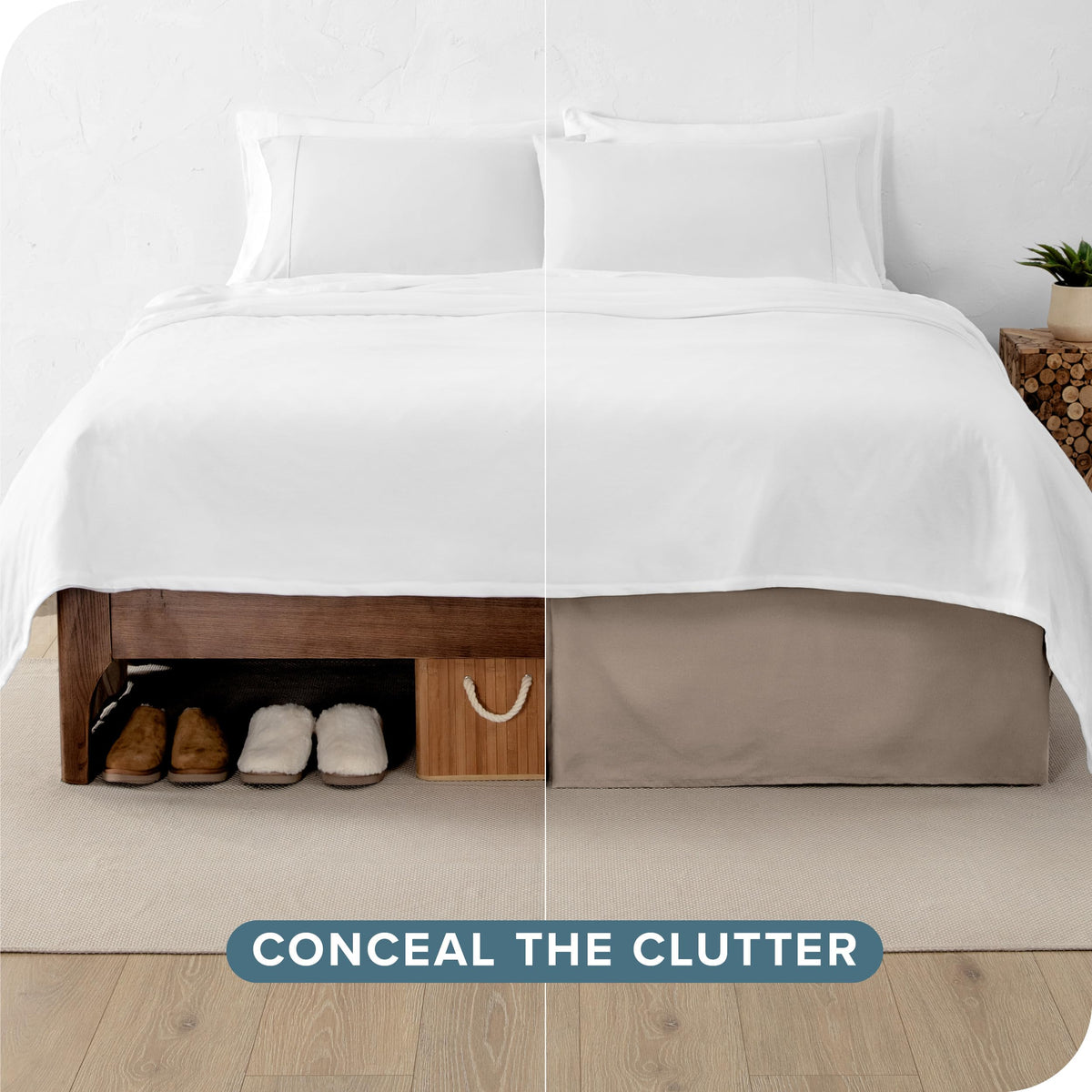 Bare Home bed skirt highlights center pleats for a crisp silhouette.