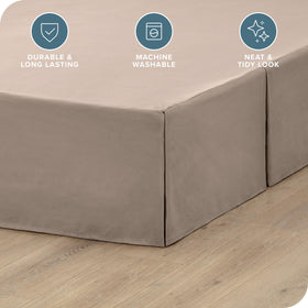Bare Home bed skirt on a queen bed showing a clean, fitted look.