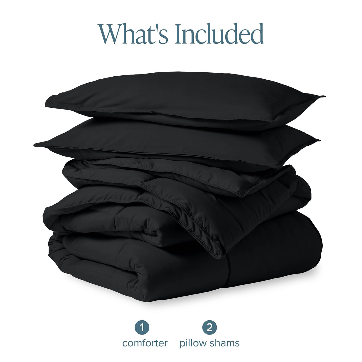 Bare Home black queen comforter on bed for chic warmth.