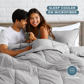 Bare Home comforter set in all-season light grey color for versatile styling