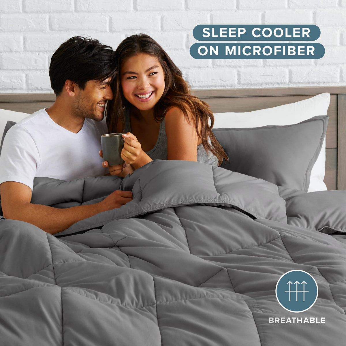Bare Home queen box-stitched comforter prevents shifting and maintains loft.