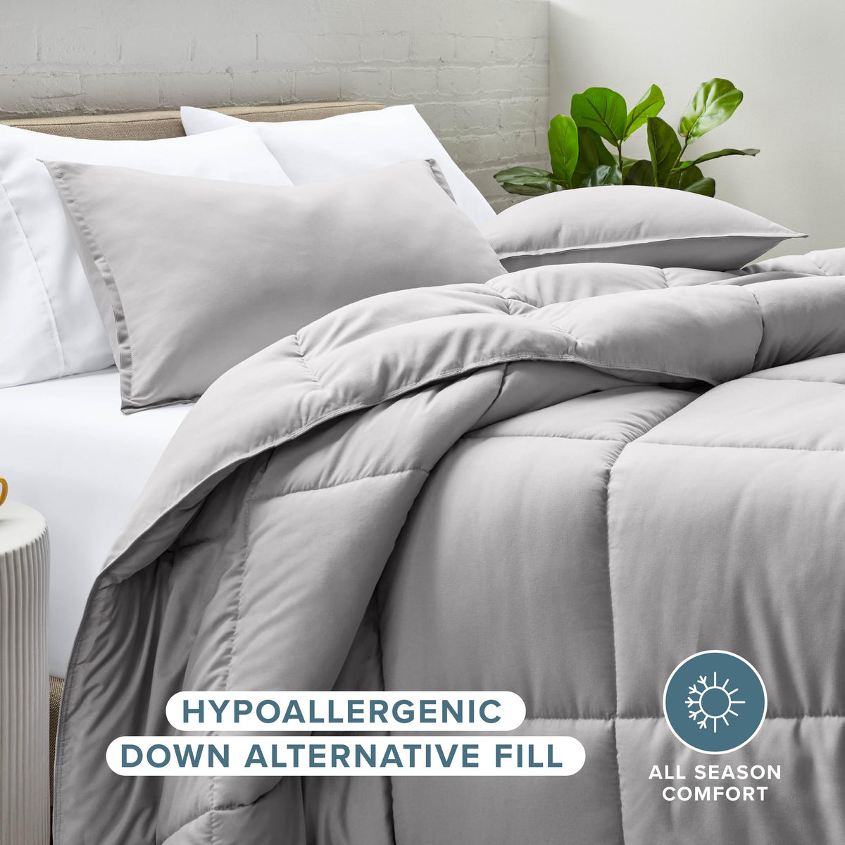 Bare Home queen comforter with goose down alternative for allergy-friendly softness