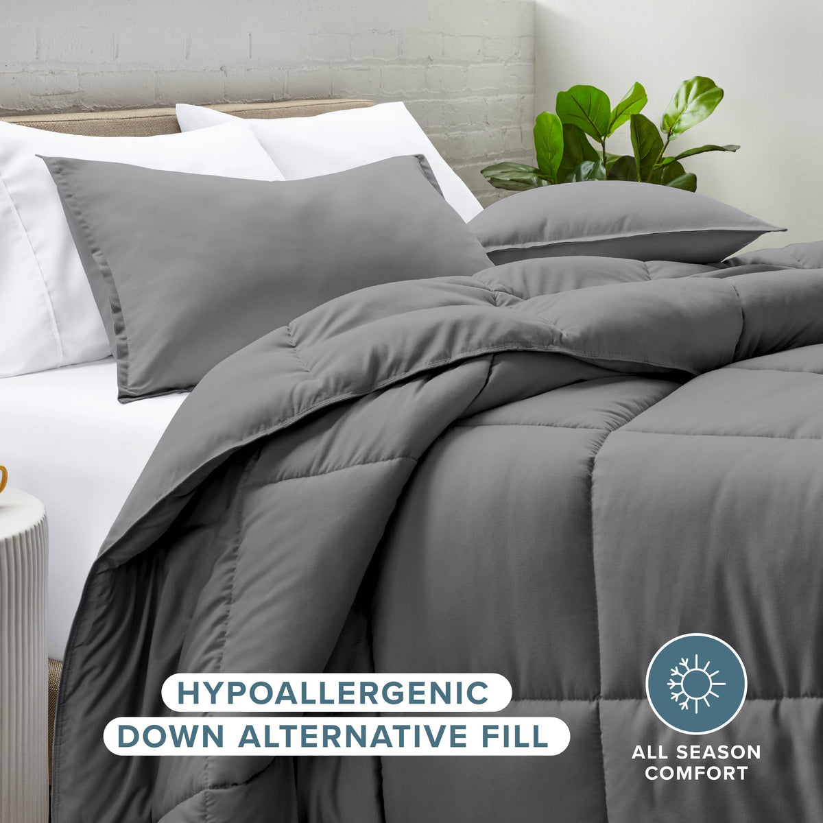Bare Home queen pillow sham pair demonstrates coordinated styling and extra comfort.