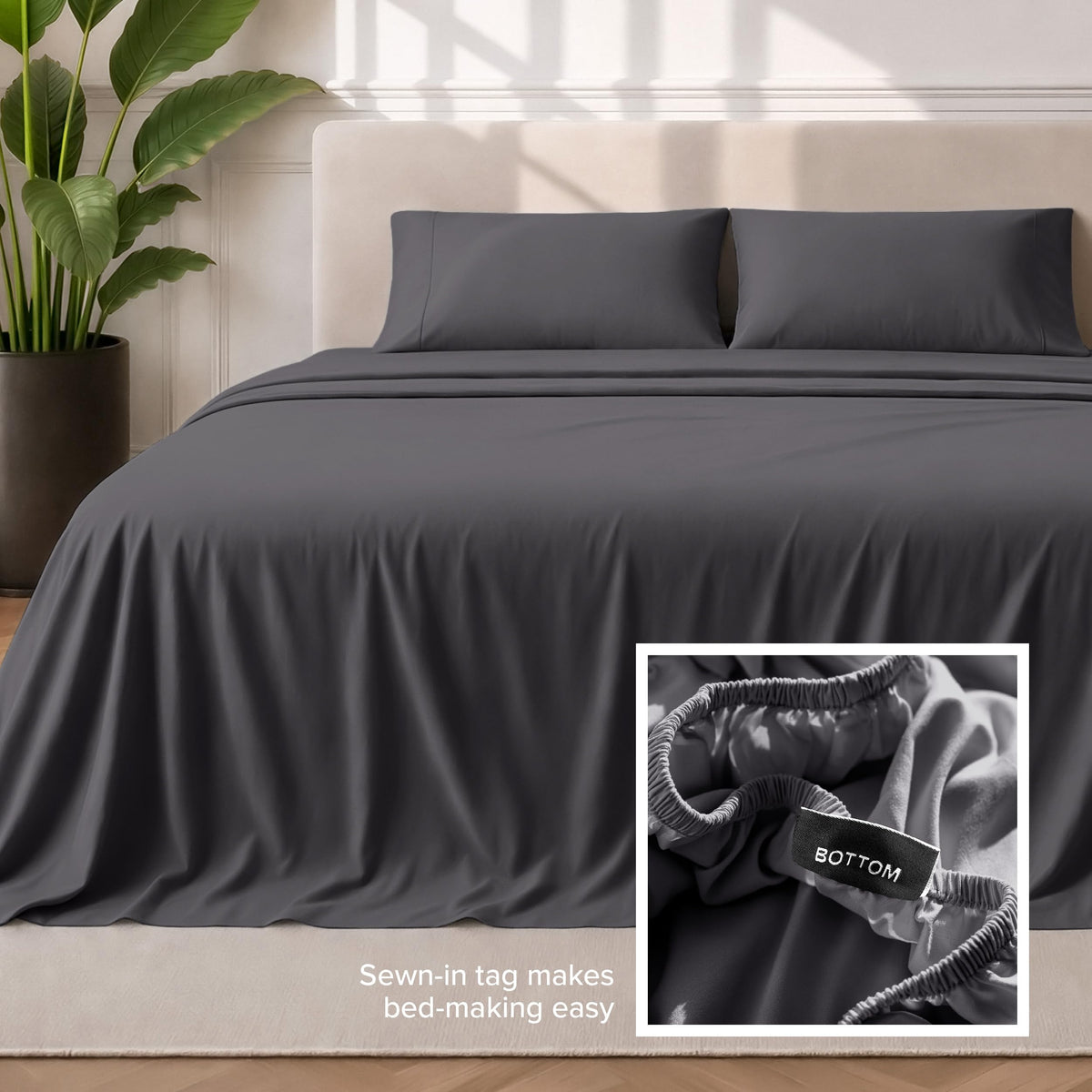 Bare Home deep-pocket feature demonstrated for mattresses from 6 to 15 inches.