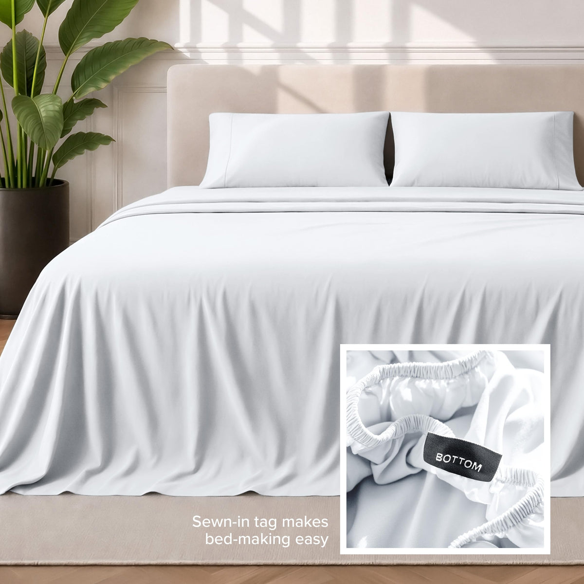 Bare Home easy-care guidance for machine washing and low tumble dry.