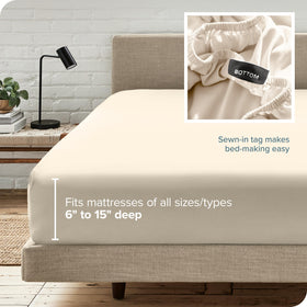 Bare Home queen fitted sheet being washed to demonstrate easy care.