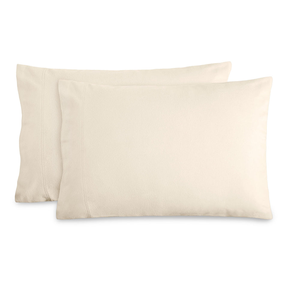 Bare Home flannel king pillowcase set in sand, folded to reveal soft, inviting texture
