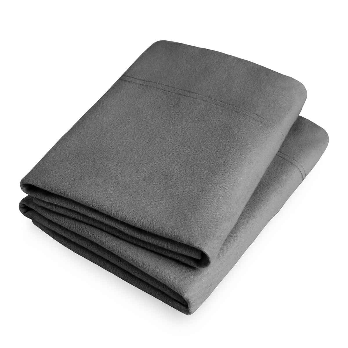Bare Home flannel pillowcase on bed complements grey bedroom tones.