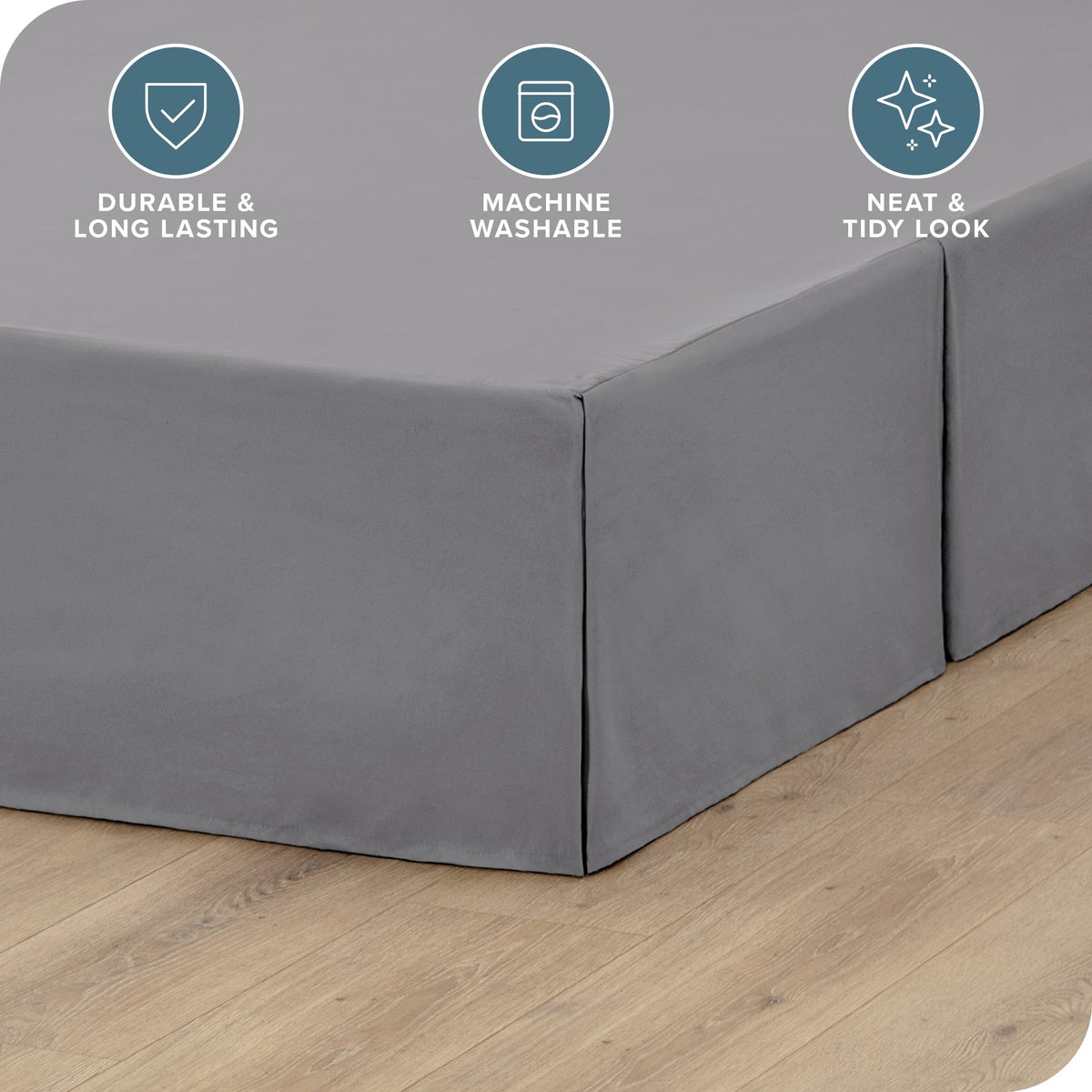 Bare Home king bed skirt center pleats create a balanced, refined silhouette.