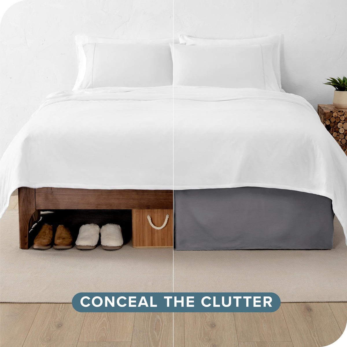 Bare Home king bed skirt corner pleats for crisp, neat corners.