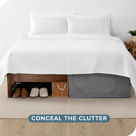 Bare Home king bed skirt corner pleats for crisp, neat corners.