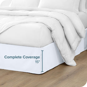 Bare Home bed skirt hides bed frame and box spring for a seamless appearance