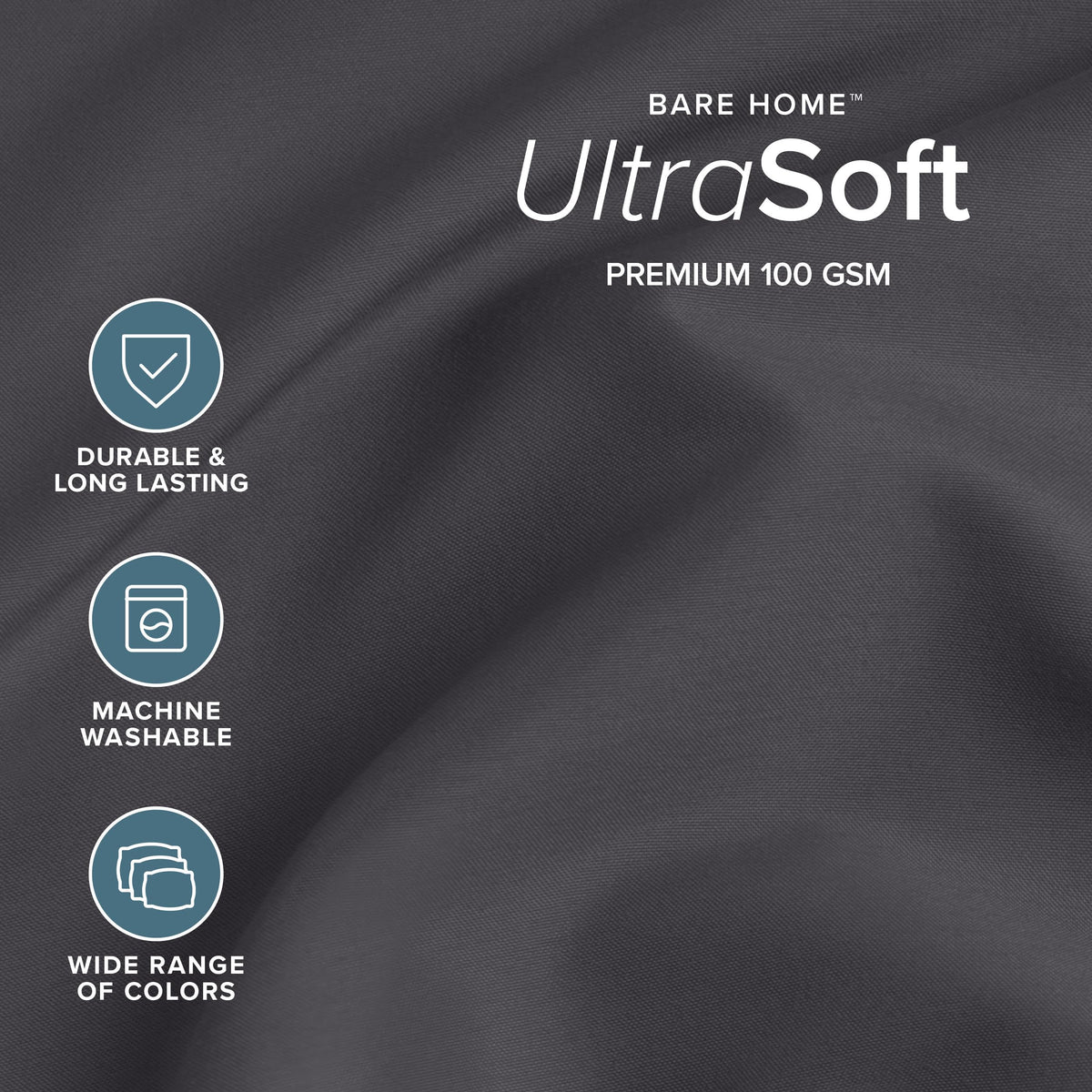Bare Home king flat sheet spread, highlighting generous dimensions and easy care.