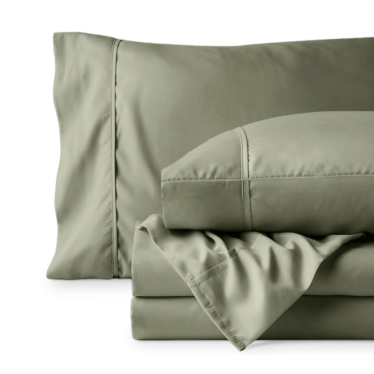Bare Home king sheet set easy care label emphasizes machine washability.
