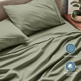 Bare Home king sheet set fabric close-up hydro-brushed texture feels ultra-soft.