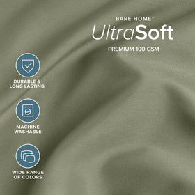 Bare Home king sheet set fitted sheet in sage with all-around elastic for secure fit.
