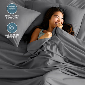 Bare Home King Sheet Set flat sheet top-down demonstrates generous king size