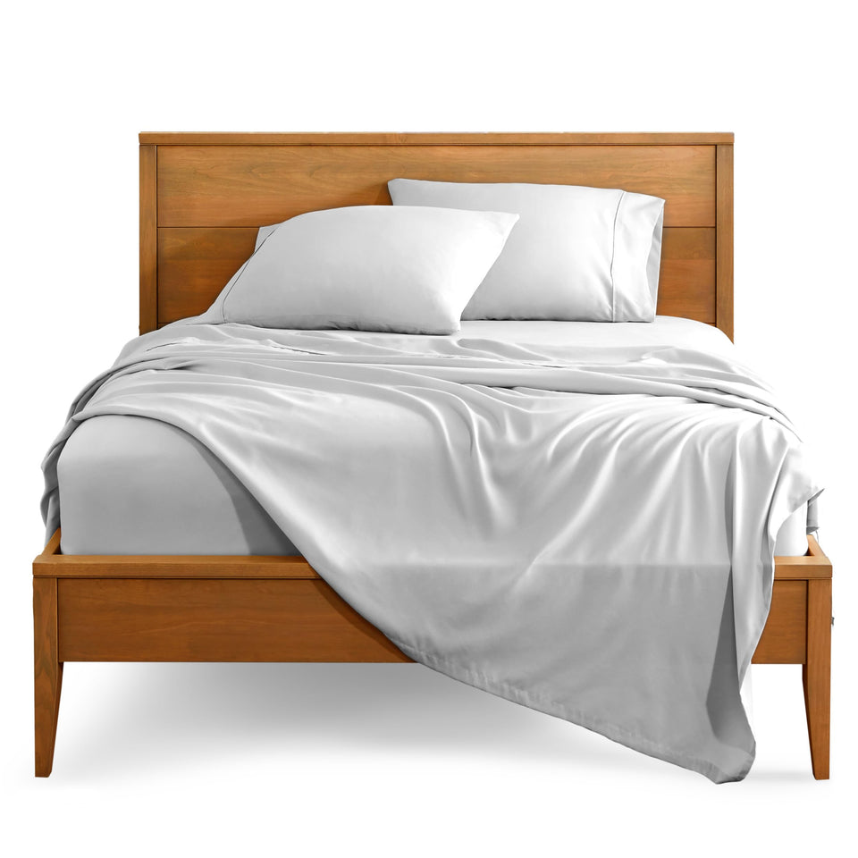Bare Home king flat sheet close-up showcases ultra-soft microfiber for comfort.