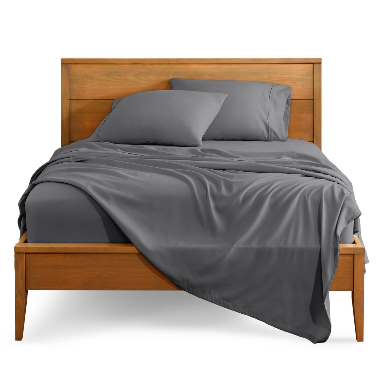 Bare Home King Sheet Set front view in grey shows ultra-soft texture