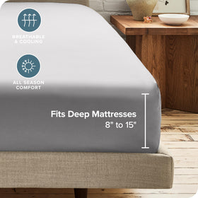 Bare Home microfiber sheet ready for machine washing and easy care.