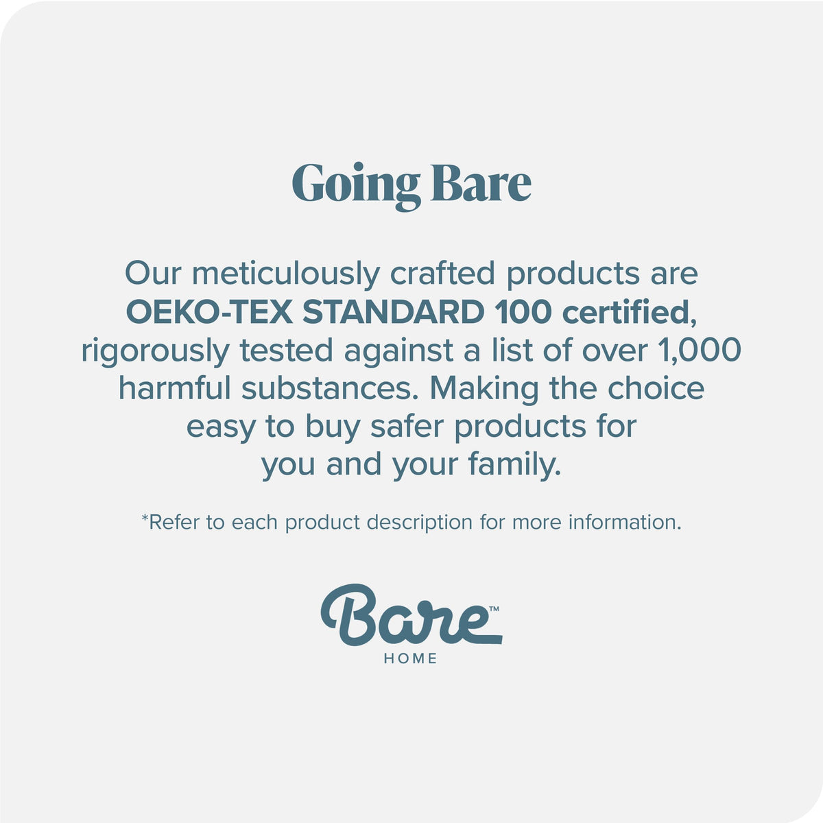 Bare Home OEKO-TEX-certified label signifying safety standards