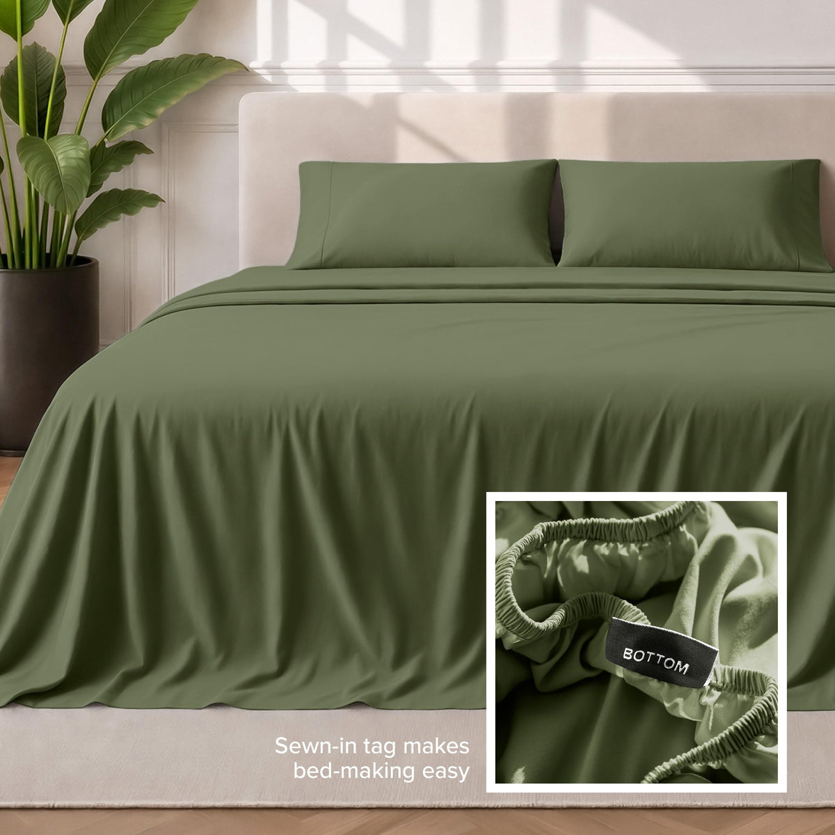Bare Home easy-care design tolerates machine washing and low heat drying.