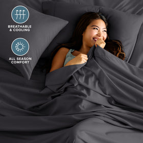 Bare Home queen fitted sheet with all-around elastic for secure mattress fit