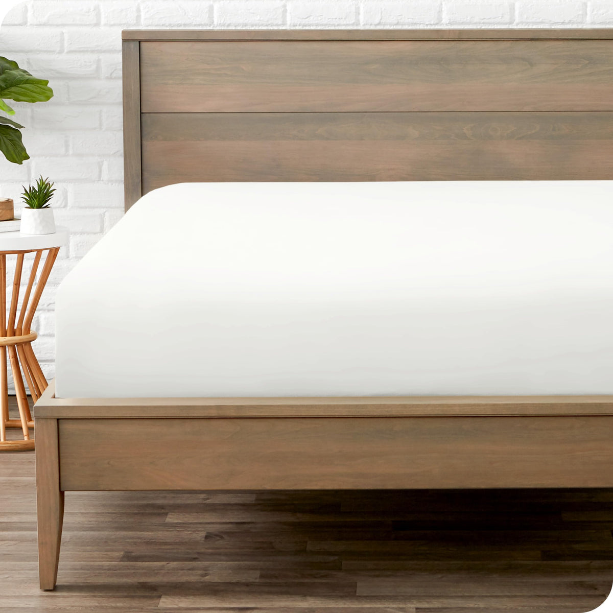 Bare Home queen fitted sheet cream on bed offers luxurious sleep comfort