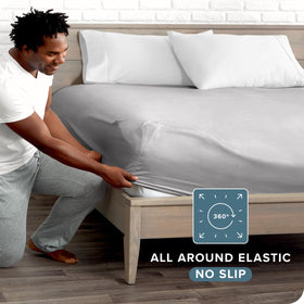 Bare Home queen fitted sheet deep pocket fits 6 to 15 inches for secure mattress fit.
