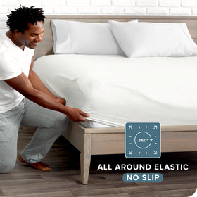 Bare Home deep-pocket fit secures deep mattresses for a smooth look