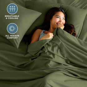 Bare Home queen flat sheet 90x102 provides ample coverage.