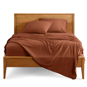 Bare Home queen flat sheet 90x102 shows a smooth, breathable microfiber surface for year-round comfort.