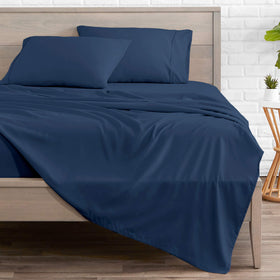 Bare Home queen sheet set close-up microfiber texture, lightweight and breathable.