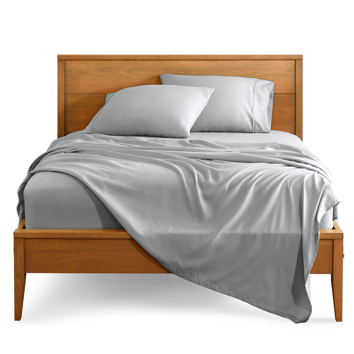 Bare Home queen sheet set closeup of ultra-soft hydro-brushed fabric for year-round comfort