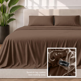 Close-up of hydro-brushed fabric texture from Bare Home sheets.