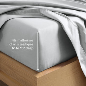 Bare Home queen sheet set pillowcases 20x30 closeup indicating standard pillow compatibility