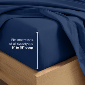 Bare Home queen sheets with elastic all-around stay in place overnight.