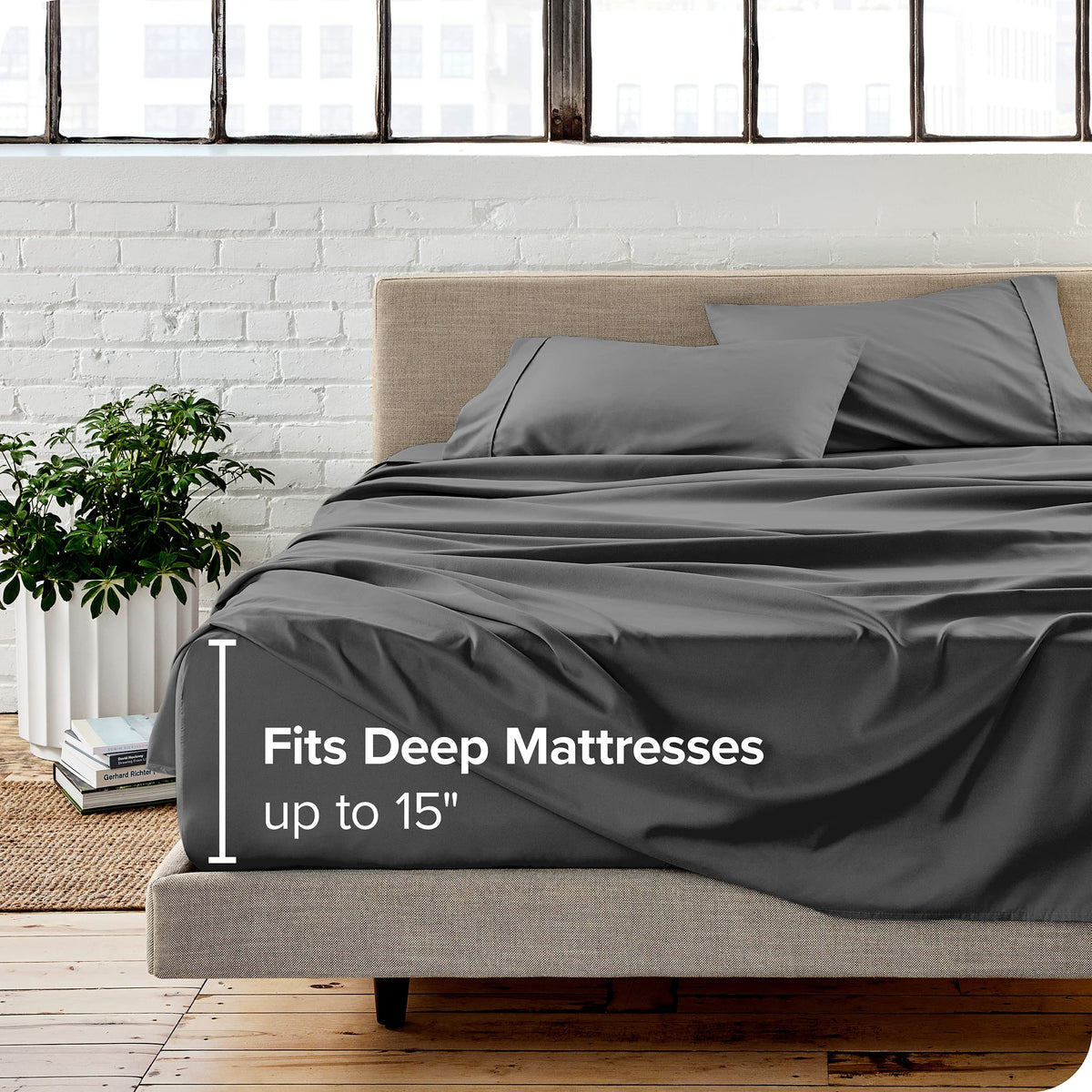 Bare Home deep pockets fit 6 to 15 inch mattresses securely.