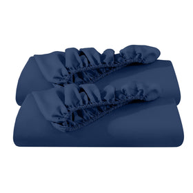 Bare Home Twin XL fitted sheet in dark blue with a snug deep-pocket fit.