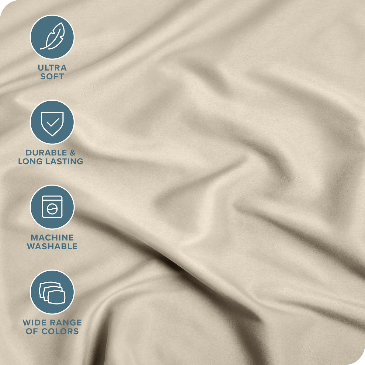 Bare Home twin XL sand deep-pocket sheet demonstrates wrinkle resistance for a tidy bed
