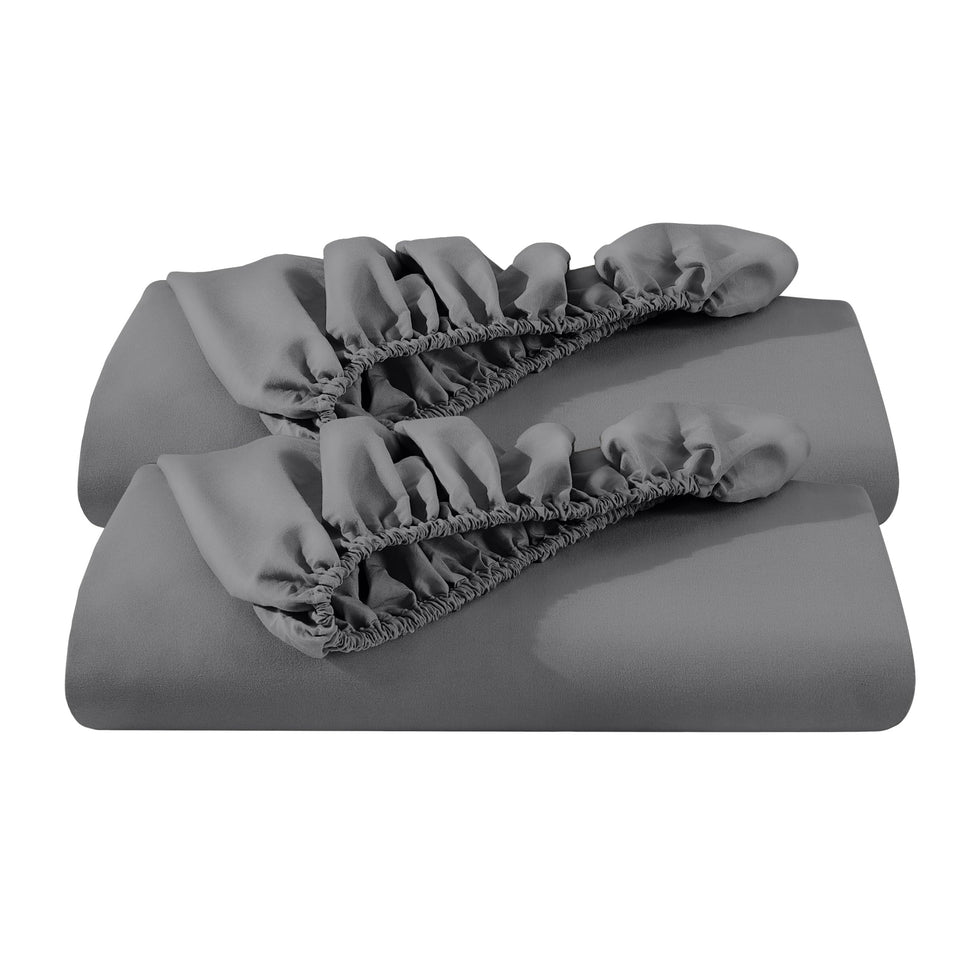 Bare Home two-pack fitted bottom sheet Twin XL grey showcases wrinkle-resistant microfiber softness for everyday comfort