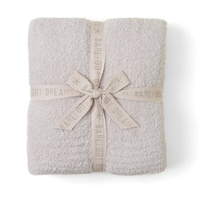 Barefoot Dreams CozyChic Throw Stone front view showing plush warmth for relaxing evenings