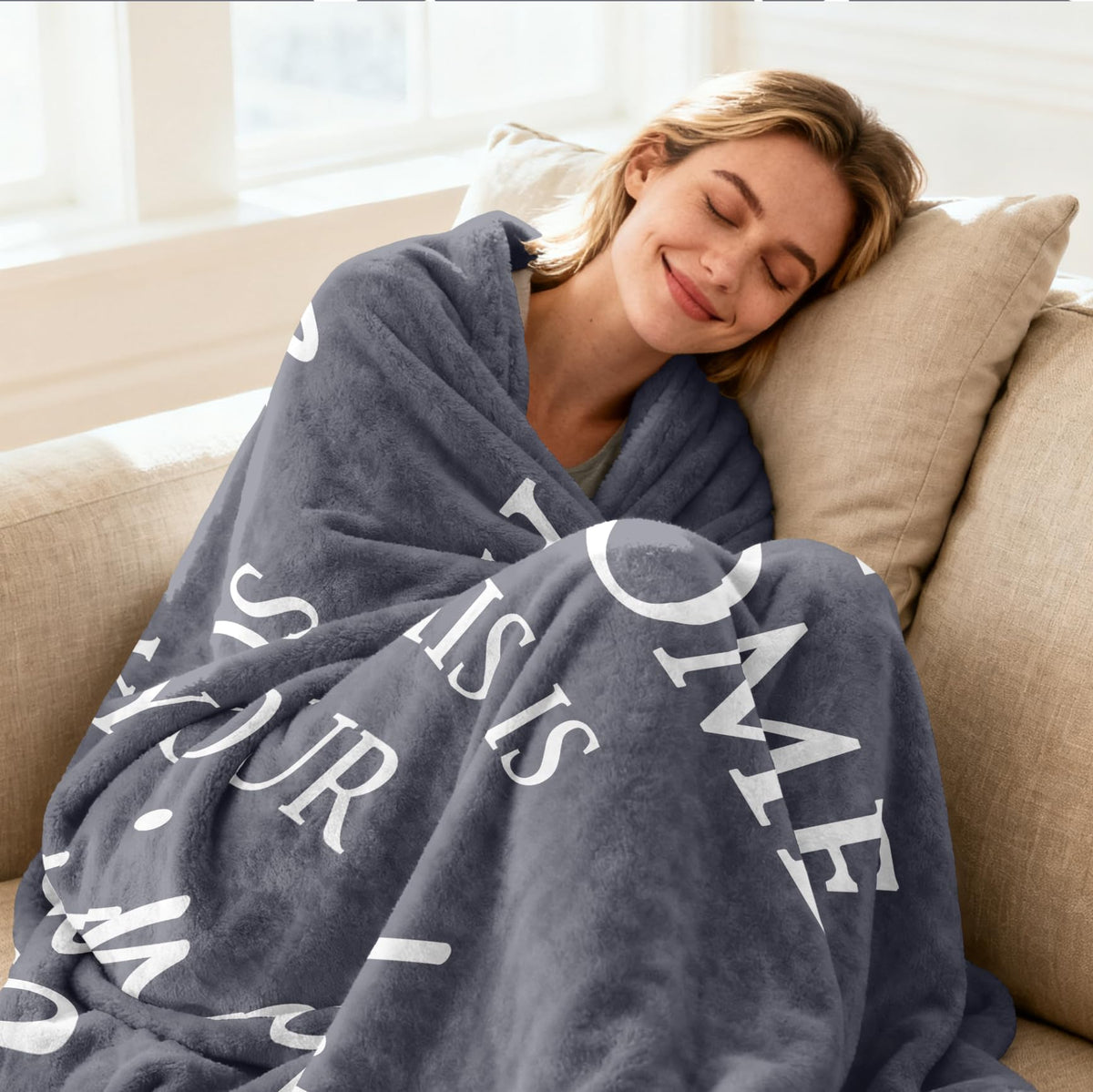 Bariceneth blanket spread on sofa showing cozy comfort for relaxing evenings.