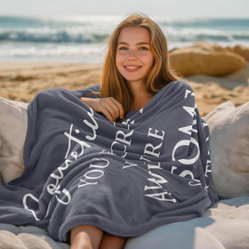 Bariceneth blanket draped for mom or sister, a thoughtful appreciation gift.