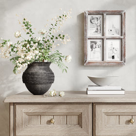 Barnyard Designs distressed rustic wood frame adds farmhouse charm to walls